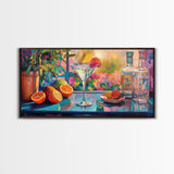 Citrus Cocktail Canvas Print Bright Bar Wall Art Vibrant Foodie Home Decor Kitchen Gift Idea Tropical Drinks Modern Party Art Unique