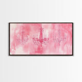 Vintage Chandelier Canvas Print in Soft Pink, Elegant Rustic Wall Art with Wabi Sabi Aesthetic, Perfect Guest Room or Living Room Art