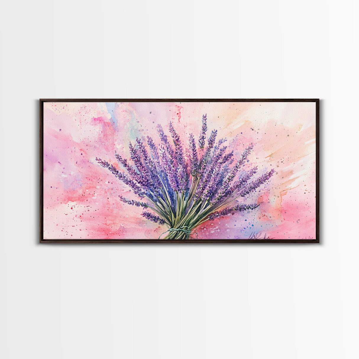 Lavender Bouquet Canvas Print, Purple and Pink Wall Art, Rustic Farmhouse Art, Botanical Painting, Above Bed or Guest Room Decor