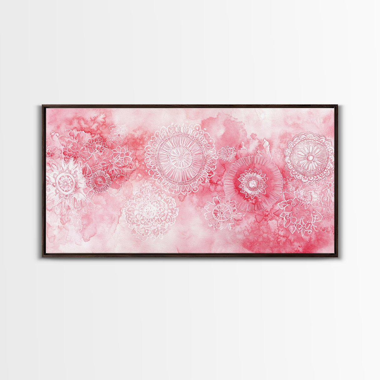 Intricate Lace Pattern Framed Canvas Print, Sacred Geometry Art, Light Pink Abstract Wall Art, Feminine and Minimalist Home Decor