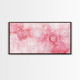 Intricate Lace Pattern Framed Canvas Print, Sacred Geometry Art, Light Pink Abstract Wall Art, Feminine and Minimalist Home Decor