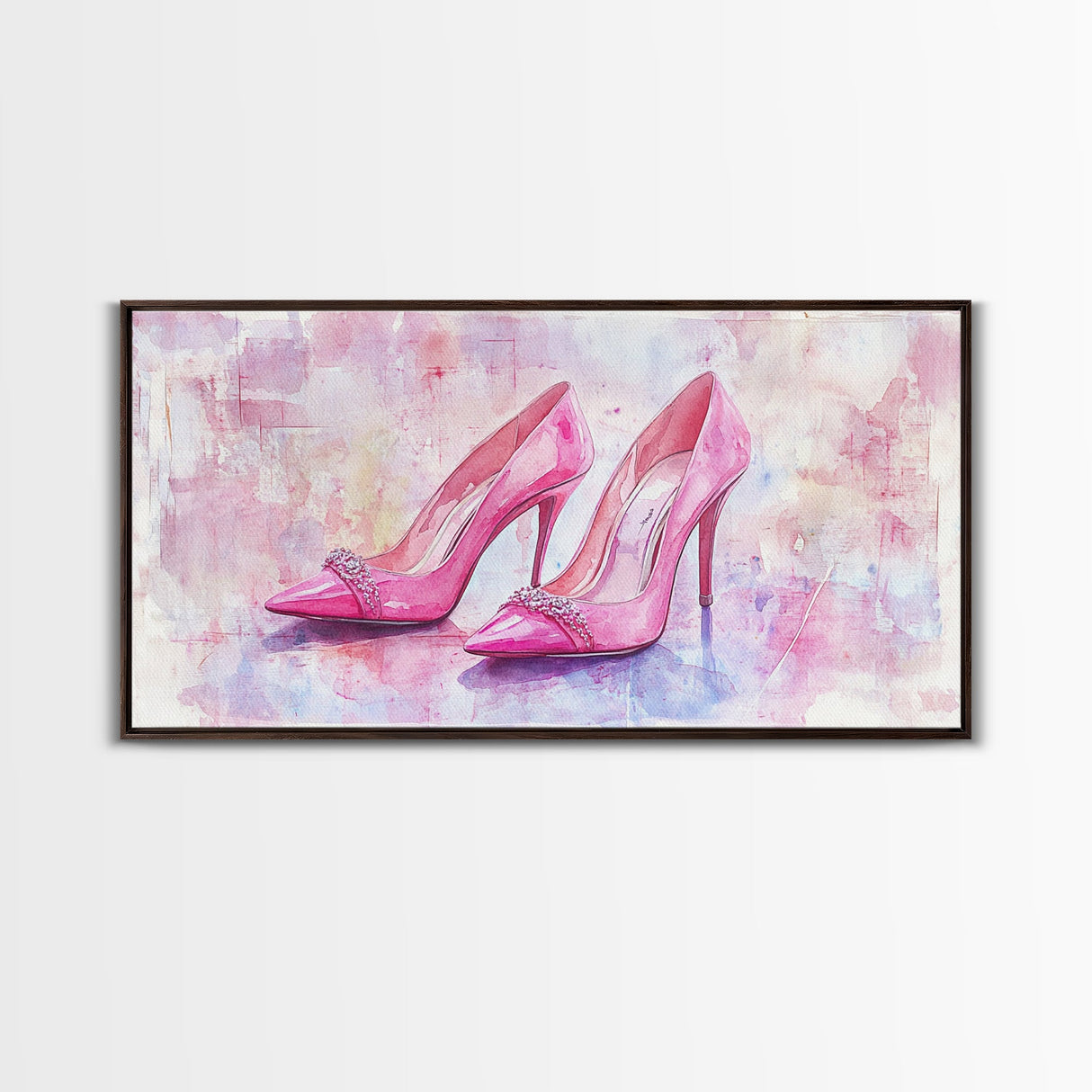 Glamorous Pink High Heels Canvas Print, Fashion Art, Whimsical Room Decor, Light Pink Wall Art, Feminine and Stylish Bedroom Art