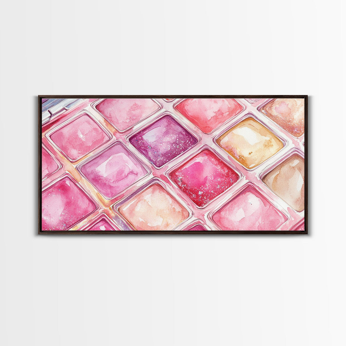 Shimmery Pink Palette Canvas Print Minimalist Makeup Art Light Pink Wall Art Dorm Room or Beauty Studio Aesthetic Gift Idea