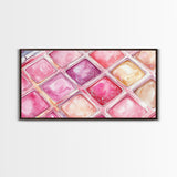 Shimmery Pink Palette Canvas Print Minimalist Makeup Art Light Pink Wall Art Dorm Room or Beauty Studio Aesthetic Gift Idea