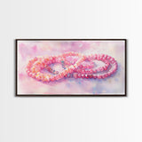 Pink Beaded Necklace Canvas Print | Romantic Jewelry Wall Art | Feminine Framed Canvas Print | Gift Idea for Her | Light Pink Decor