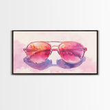 Retro Sunglasses Art Canvas Print | Fun Pink Wall Art | Whimsical Framed Canvas Print | Boho Chic Decor | Gift Idea | Dorm Room Art