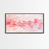 Floating Petals Canvas Print | Light Pink Wall Art | Romantic Minimalist Decor | Framed Canvas Print Gift Idea | Living Room Art