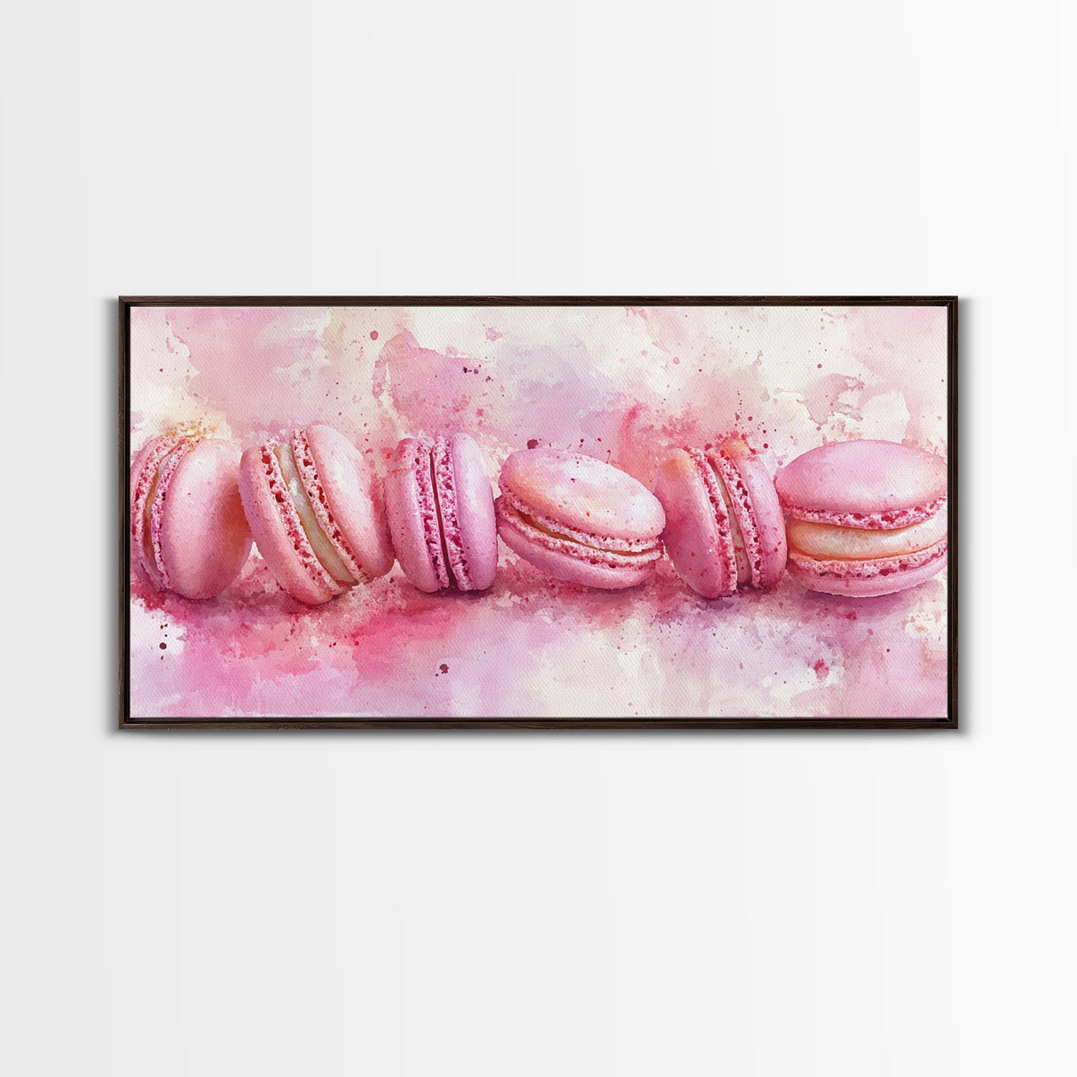 Pink Macarons Canvas Print | Whimsical Art, Food Review Kitchen Art, Light Pink Wall Art, Rustic Decor, Kitchen Wall Art, Dining Room Decor
