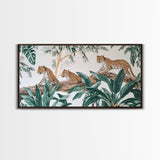 Tropical Leopard Trio Canvas Print Rustic Wall Art Botanical Jungle Decor Leopard Wall Art Above Sofa Art Gift Idea