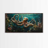 Magnificent Octopus Canvas Print Nautical Wall Art Coastal Decor Rustic Living Room Art Above Couch Art Gift Idea