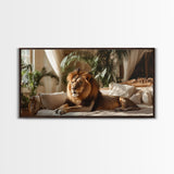 Vibrant Lion Wall Art Framed Canvas Print With Rustic Decor Perfect Above Sofa Living Room Art Gift Idea Wild Elegance Home Decor