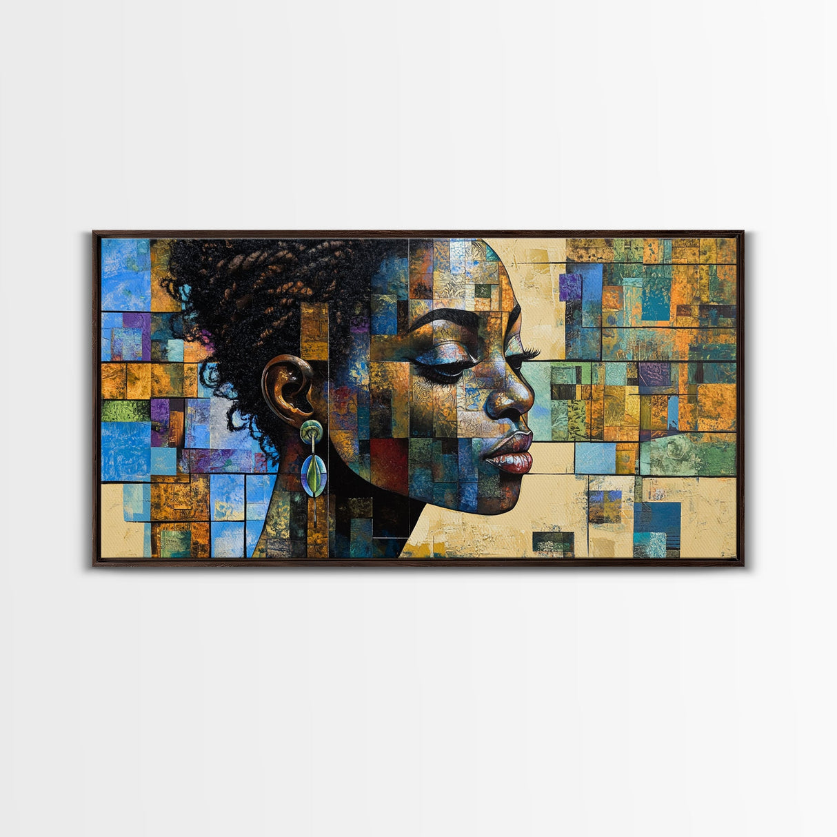 Afrocentric Wall Art Framed Canvas Print, Geometric African Art, Bold Living Room Decor, Unique Moody Art Gift Idea, African Art Print