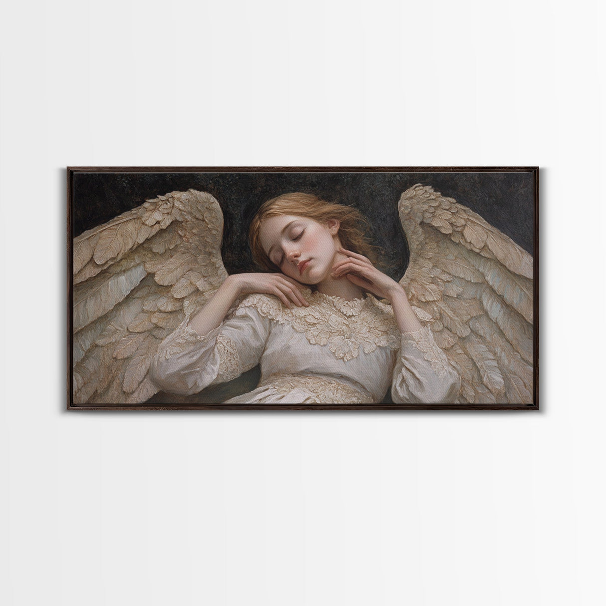 Sleeping Angel Peace Canvas Print Featuring Angel Art Prints and Wabi Sabi Art Perfect Bedroom Wall Art Above Bed Wall Decor