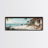 Tropical Beach Framed Canvas Print Coastal Landscape Art Nautical Decor Relaxing Living Room Wall Art Panoramic Seascape Painting