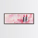 Pink Lipstick Art Canvas Print, Light Pink Wall Art, Feminine Abstract Painting, Modern Home Decor Piece for Bedroom or Bathroom