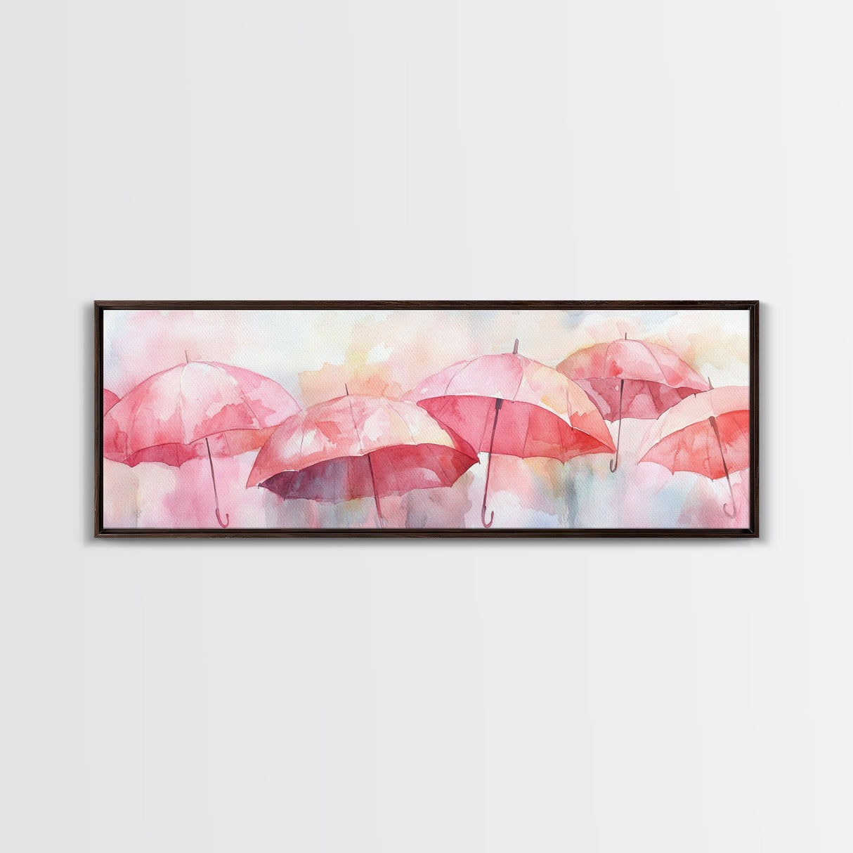 Umbrella Canvas Print Featuring Light Pink Abstract Art, Boho Minimalist Decor, Romantic Living Room or Guest Room Coastal Wall Art