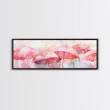 Umbrella Canvas Print Featuring Light Pink Abstract Art, Boho Minimalist Decor, Romantic Living Room or Guest Room Coastal Wall Art