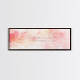 Romantic Calligraphy Canvas Print with Pink Abstract Art, Minimalist Wabi Sabi Aesthetic, Bedroom or Living Room Horizontal Wall Art