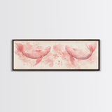 Koi Fish Canvas Print Light Pink Wall Art Whimsical Art Bedroom Decor Living Room Art Cottagecore Aesthetic Horizontal Wall Art