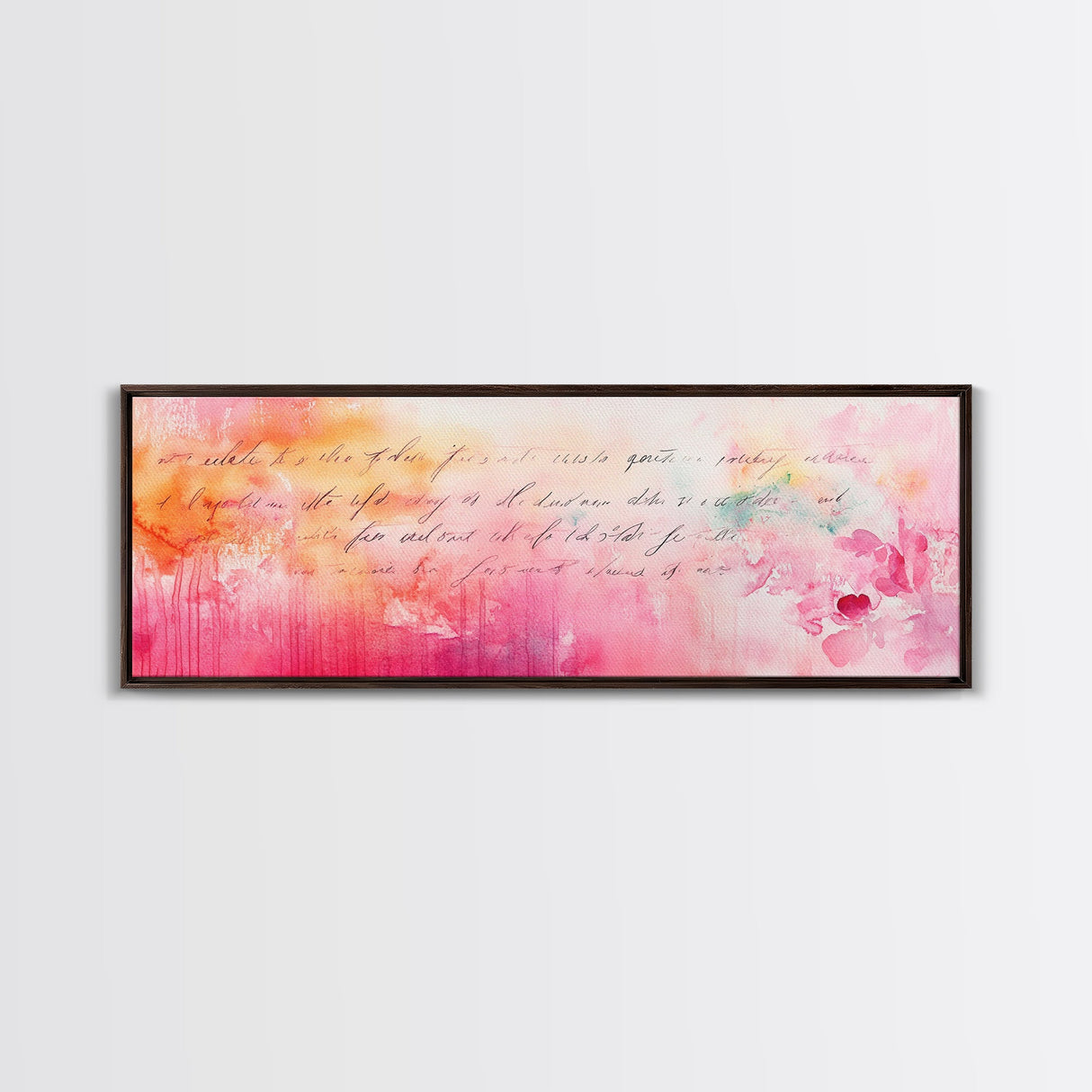 Abstract Script Canvas Print Pink Orange Wall Art Light Pastel Decor Modern Bedroom Artistic Boho Minimalist Horizontal Art