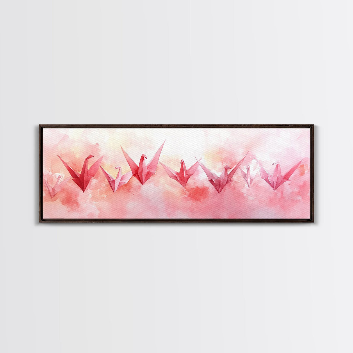 Origami Cranes Canvas Print Pink Wall Art Whimsical Decor Artistic Living Room Boho Minimalist Style Bedroom Gift Idea Artwork