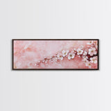 Cherry Blossom Branch Canvas Print, Light Pink Wall Art, Botanical Art, Bedroom Decor, Spring Floral Art, Rustic Wall Art