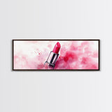 Pink Lipstick Art Canvas Print, Modern Makeup Wall Art, Feminine Decor, Light Pink Abstract Art, Whimsical Beauty Art