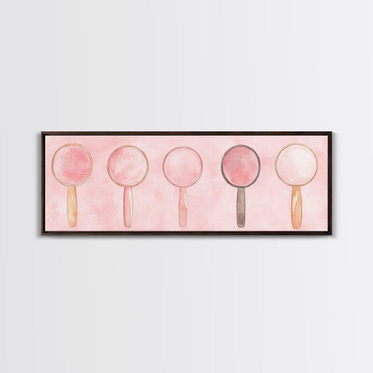 Minimalist Mirrors Framed Canvas Print Light Pink Wall Art Geometric Art Whimsical Art Modern Bedroom Decor Skinny Wall Art