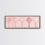 Minimalist Mirrors Framed Canvas Print Light Pink Wall Art Geometric Art Whimsical Art Modern Bedroom Decor Skinny Wall Art