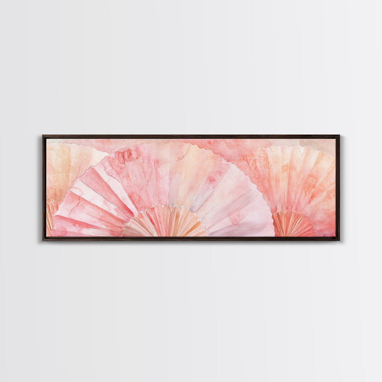 Framed Canvas Print Light Pink Abstract Fan Art Coastal Cowgirl Wall Art Minimalist Rustic Decor Living Room Art Horizontal Painting