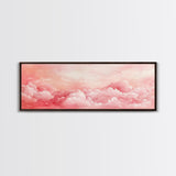 Pink Cloudscape Framed Canvas Print Light Pink Wall Art Above Sofa Horizontal Art Moody Sky Coastal Decor Gift Idea For Her Bedroom Art