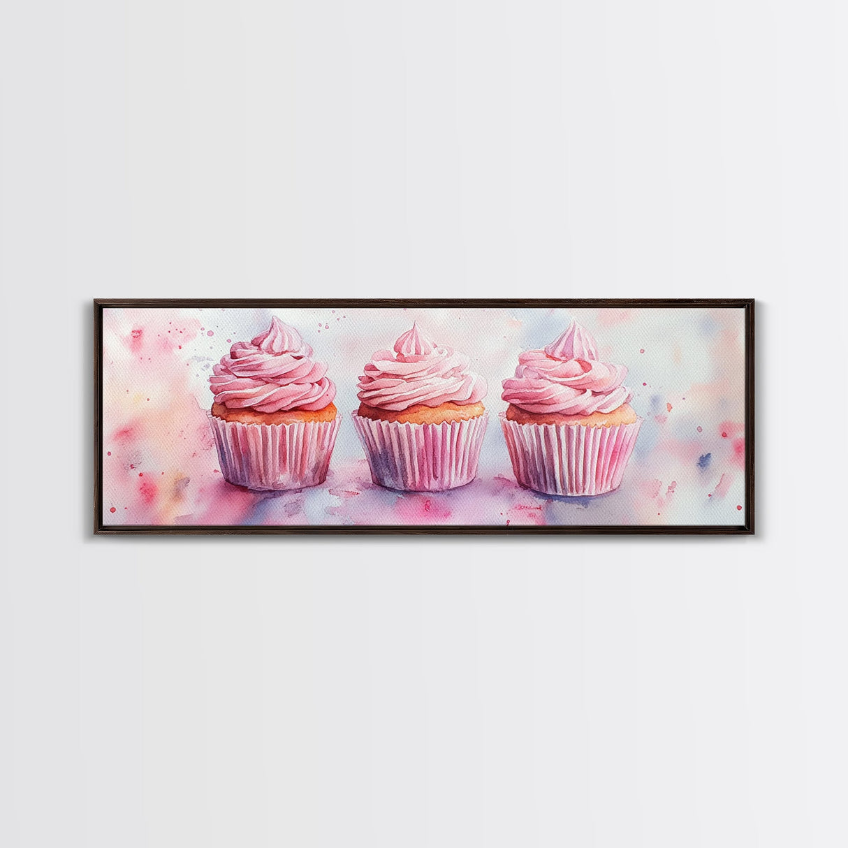 Elegant Cupcakes Canvas Print Horizontal Wall Art Wabi Sabi Art Pink Wall Kitchen Decor Minimalist Bakery Prints