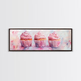 Elegant Cupcakes Canvas Print Horizontal Wall Art Wabi Sabi Art Pink Wall Kitchen Decor Minimalist Bakery Prints