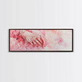 Elegant Lace Hands Canvas Print Feminine Glam Art Light Pink Wall Art Romantic Home Decor Vertical Artwork Gift Idea For Her