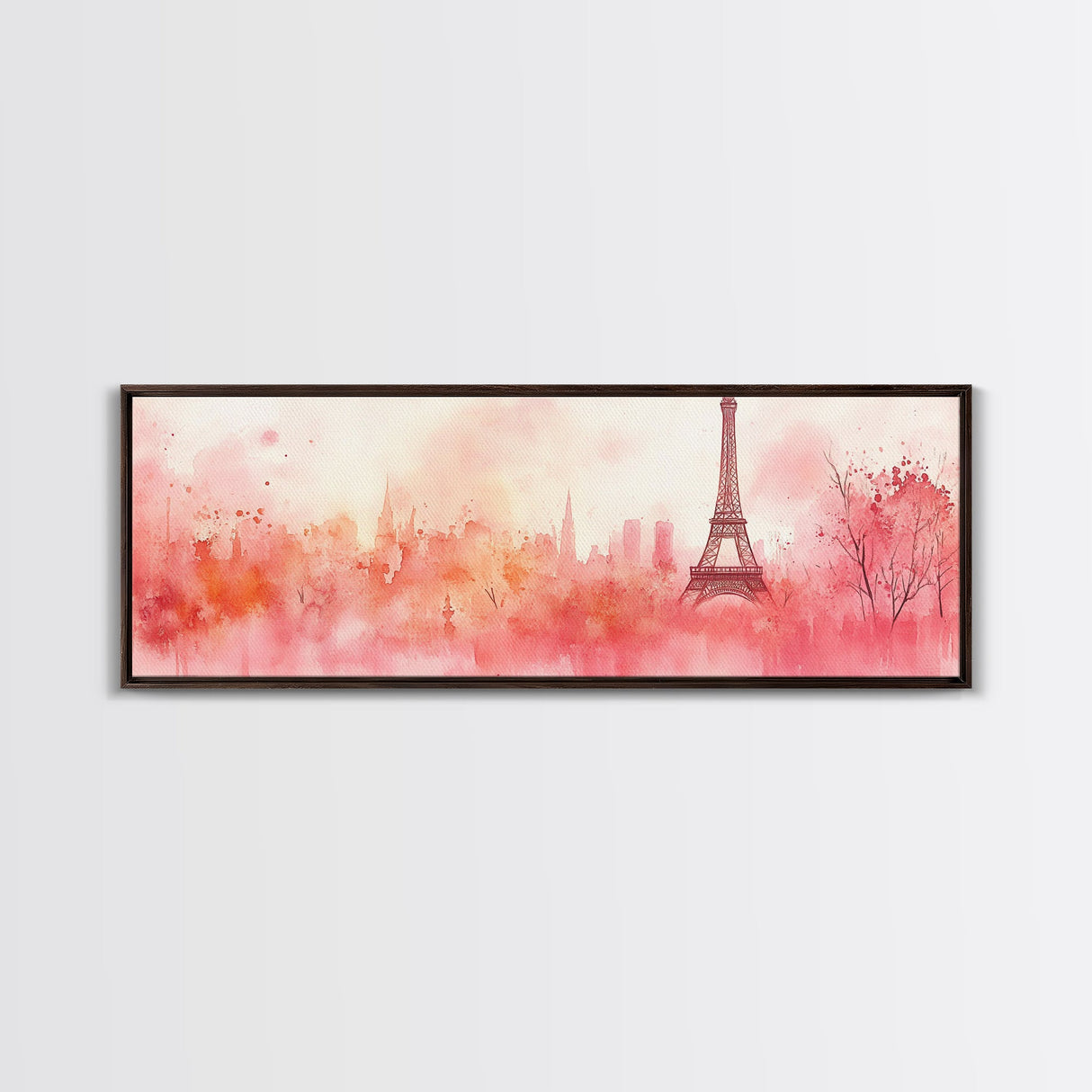 Eiffel Tower Blush Sky Canvas Print, Paris Landscape Art, Light Pink Wall Art, Romantic Artwork, Gift Idea For Her, Extra Wide Art