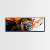 Vibrant Lion Abstract Framed Canvas Print, Lion Wall Art, Colorful Painting, Rustic Wall Art, Gift Idea, Above Couch Art, Living Room Decor