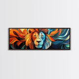 Bold Lion Profile Canvas Print, Whimsical Wall Art, Rustic Decor, Bedroom Art, Living Room Art, Vibrant Painting, Gift Idea