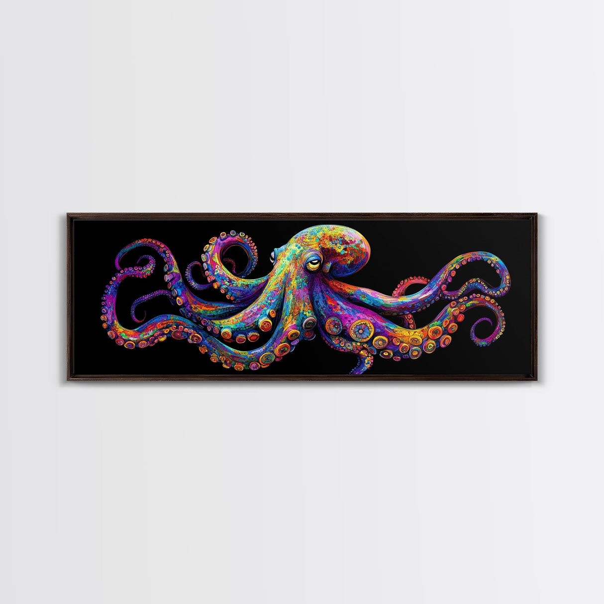 Vibrant Octopus Art Canvas Print Coastal Decor Nautical Wall Art Gift Idea Underwater Ocean Life Abstract Extra Wide Horizontal