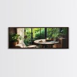 Greenhouse Kitchen Canvas Print, Rustic Dining Art, Botanical Garden Wall Artwork, Natural Farmhouse Decor, Light Filled Wabi Sabi Style