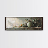 Minimalist Vase with Leaves Framed Canvas Print – Botanical Prints, Green Wall Art, Rustic Wall Art, Above Bed Wall Art, Gift Idea For Her