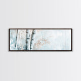 Birch Tree Art Framed Canvas Print, Neutral Landscape Painting Autumn Decor, Rustic Minimalist Wall Art Gift Idea Above Bed Design