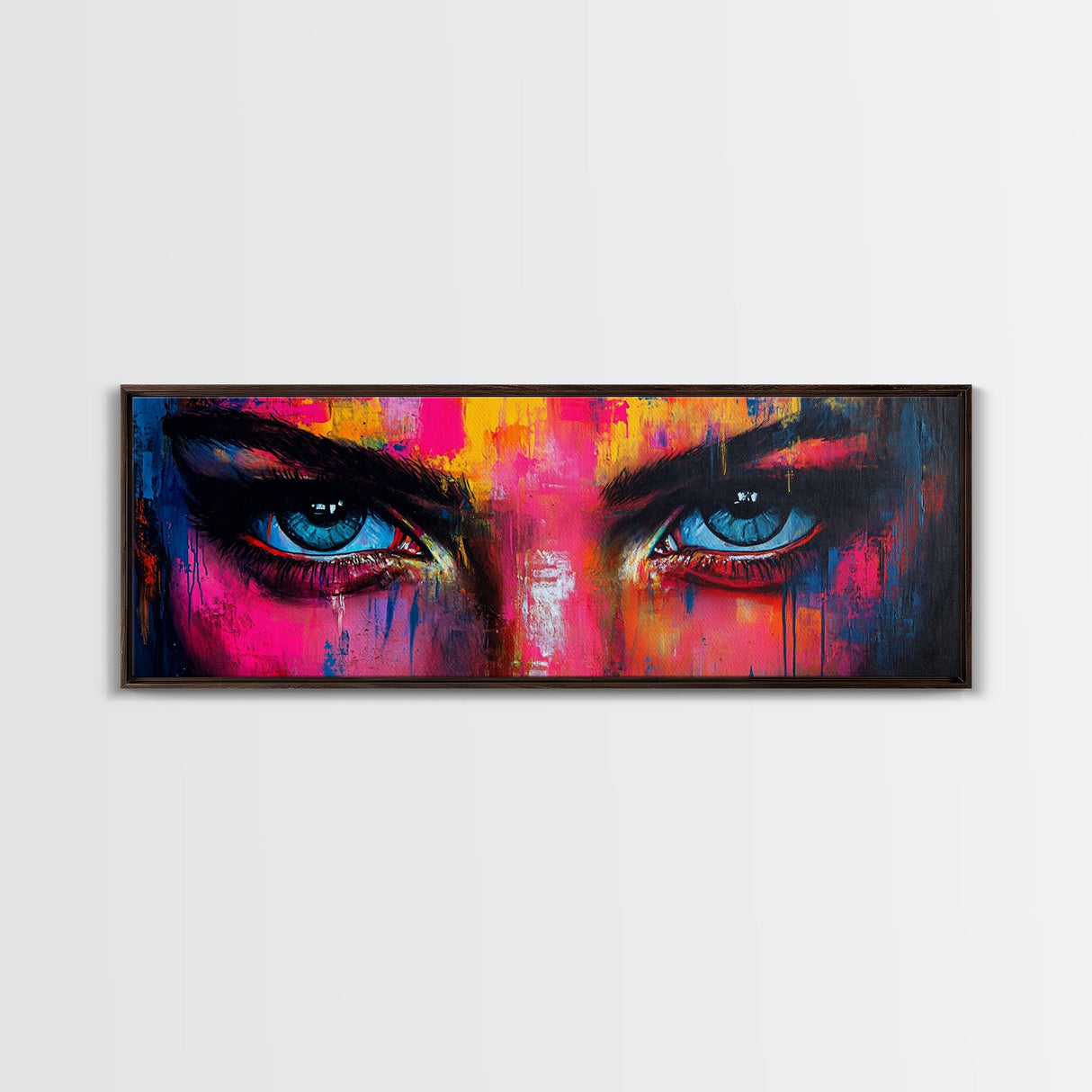 Vibrant Eyes Abstract Canvas Print, Modern Whimsical Wall Art, Colorful Art Gift Idea Bedroom Boho Artistic Expression Decor
