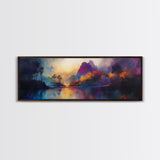 Dreamy Canvas Print Fall Landscape Art Mountain Mist Moody Panoramic Rustic Above Couch Extra Wide Wall Art Bedroom Decor
