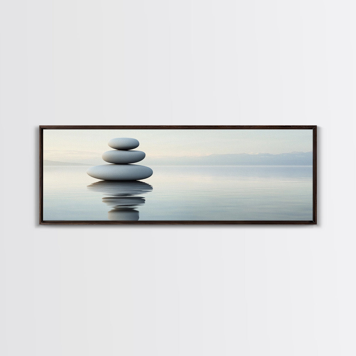 Zen Inspired Framed Canvas Print Minimalist Art Stacked Stones Calming Wabi Sabi Style Living Room Decor Neutral Wall Art