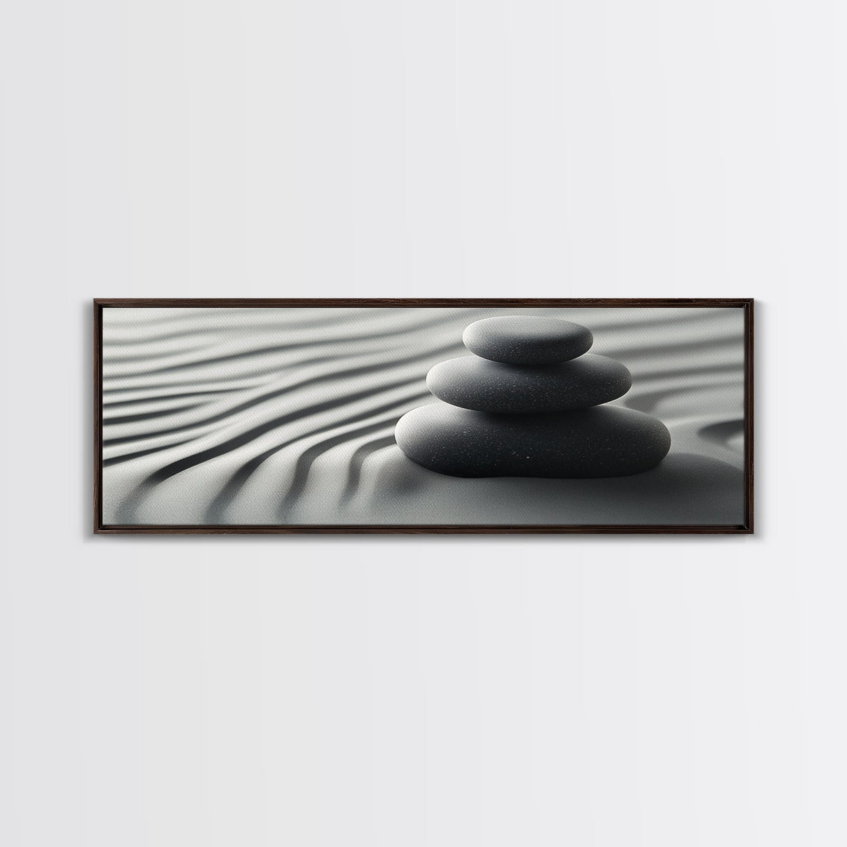 Coastal Harmony Framed Canvas Print Tranquil Pebbles Zen Reflection Nautical Decor Above Couch Living Room Wall Art