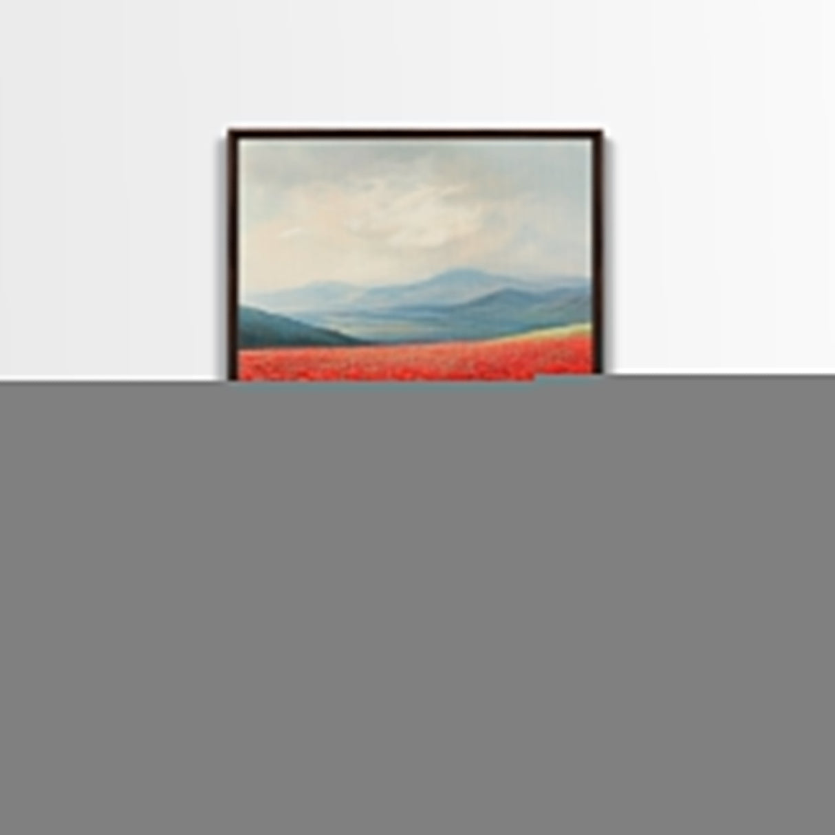 Scenic Poppy Field Framed Canvas Print, Rustic Landscape Painting, Bedroom Art, Farmhouse Wall Decor, Extra Wide Rustic Art