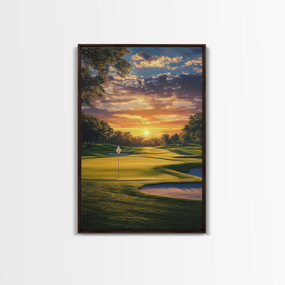Golf Sunset Canvas Print, Scenic Landscape Painting, Farmhouse Living Room Art, Horizontal Rustic Decor, Gift Idea for Him
