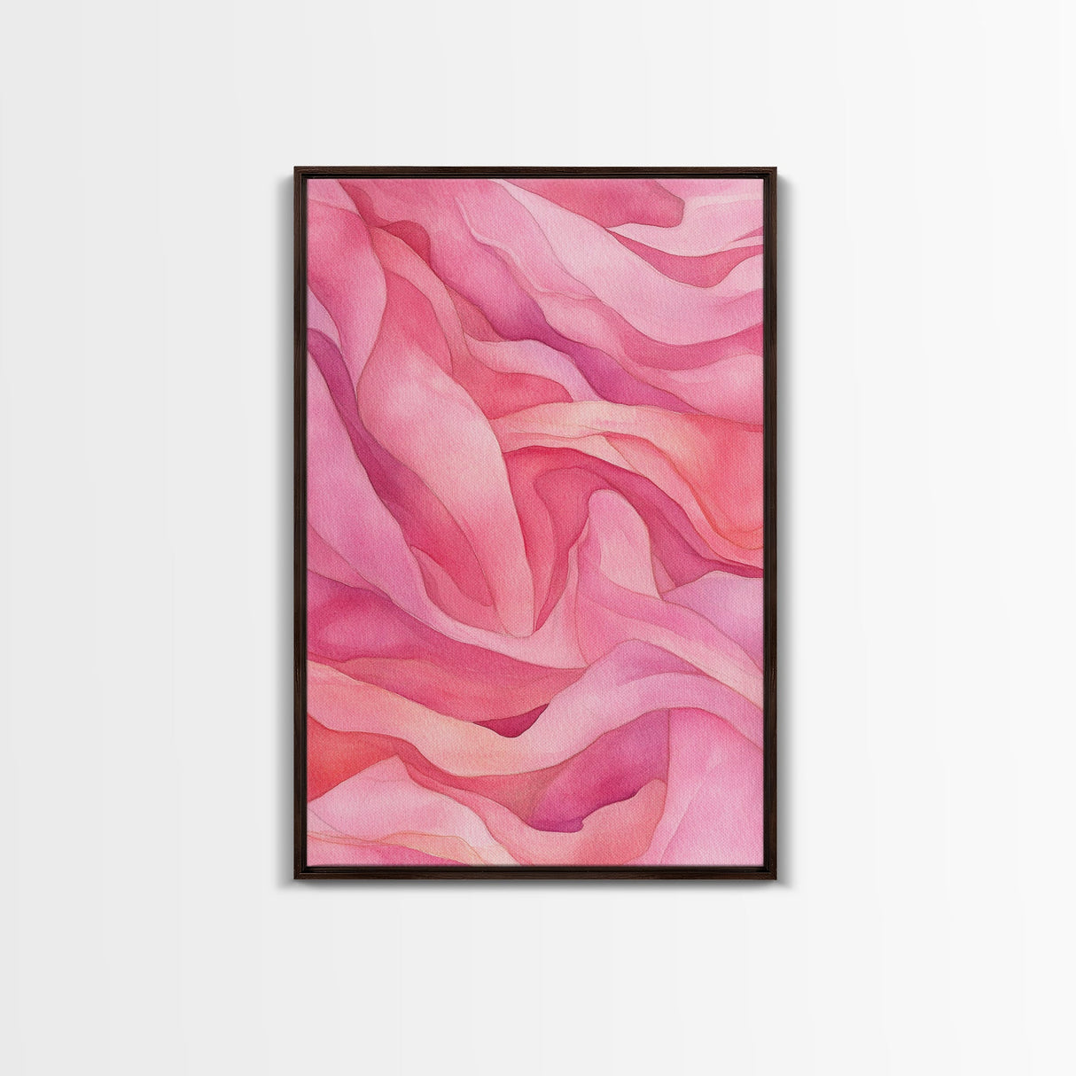 Flowing Abstract Pink Wave Art Framed Canvas Print | Feminine and Minimalist Bedroom or Living Room Aesthetic | Whimsical Art Decor