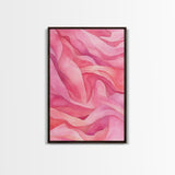 Flowing Abstract Pink Wave Art Framed Canvas Print | Feminine and Minimalist Bedroom or Living Room Aesthetic | Whimsical Art Decor