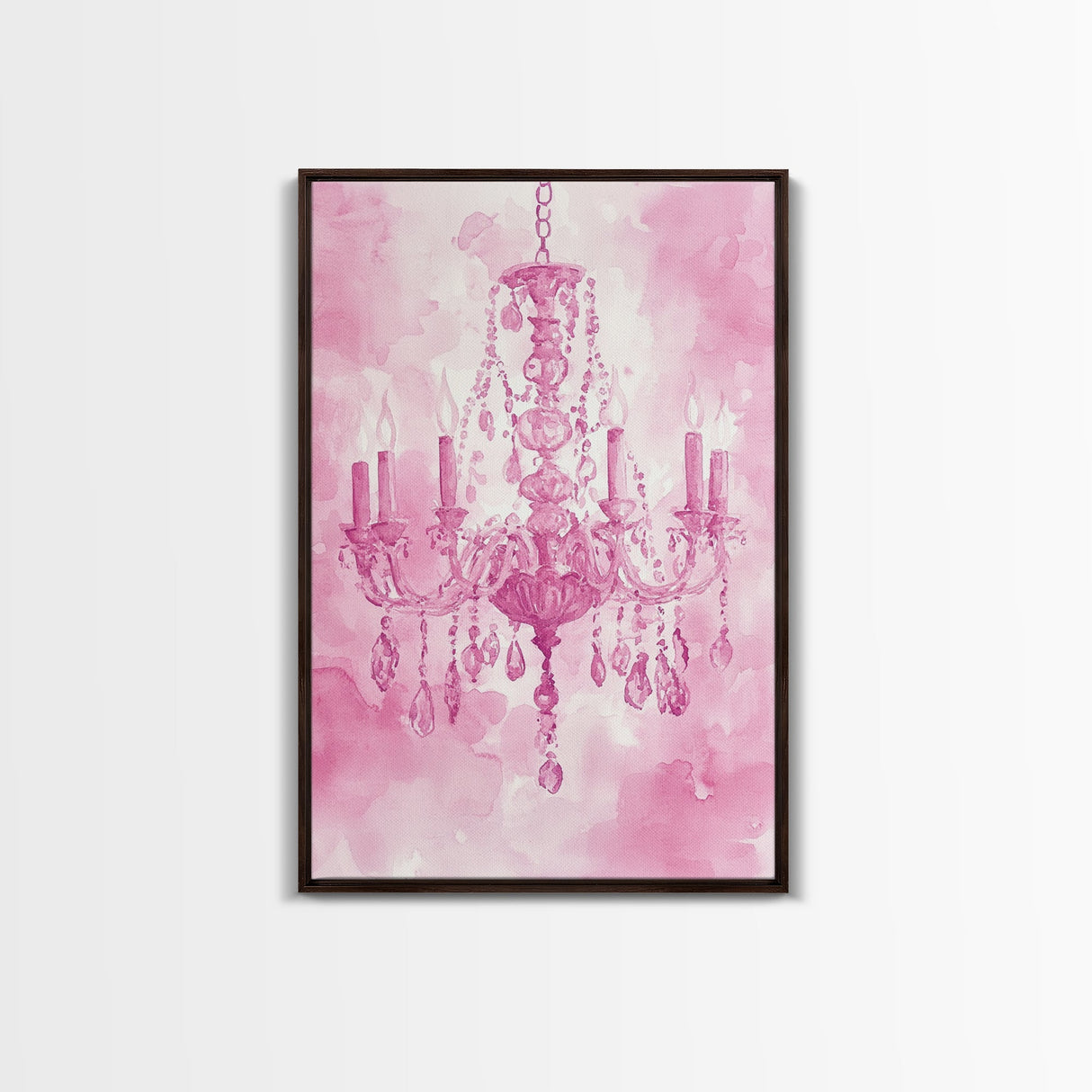 Pink Crystal Chandelier Canvas Print | Romantic Light Decor | Rustic Wall Art | Elegant Bedroom Art | Above Bed Wall Art | Farmhouse Decor